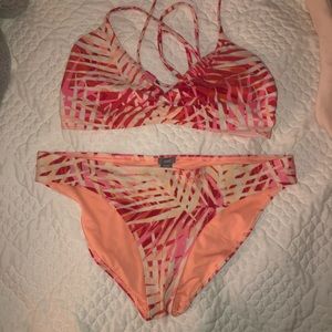 aerie printed pink bikini set